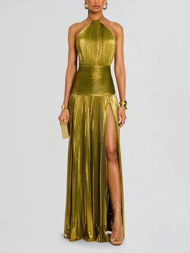 Vestido Longo Verônica O Poder do Dourado em Movimento
