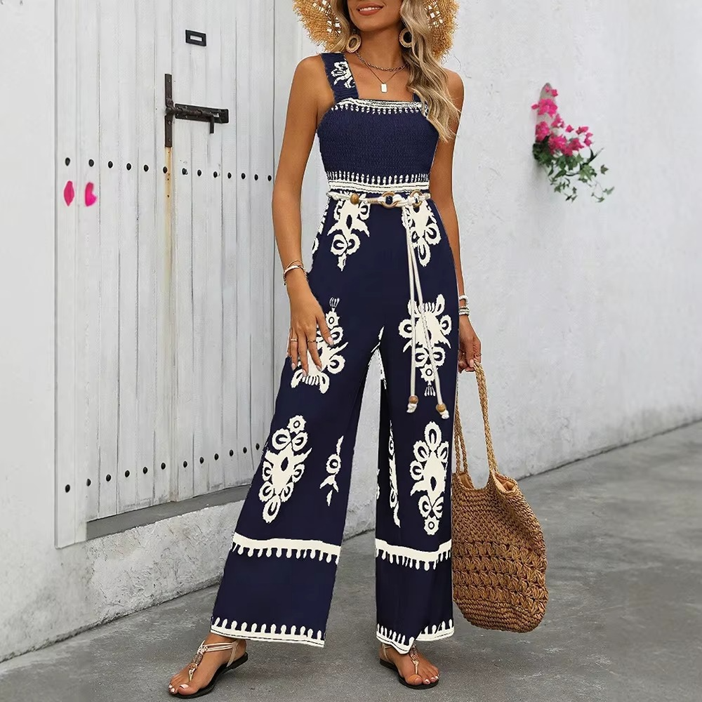 Macacão Sienna Feminino Estampado de Alças Largas Leveza, Estilo e Charme de Verão