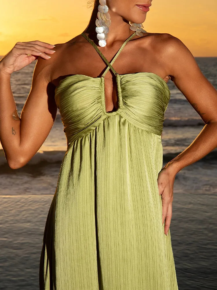 Vestido Longo Luiza Leveza que Encanta e Brilha ao Sol