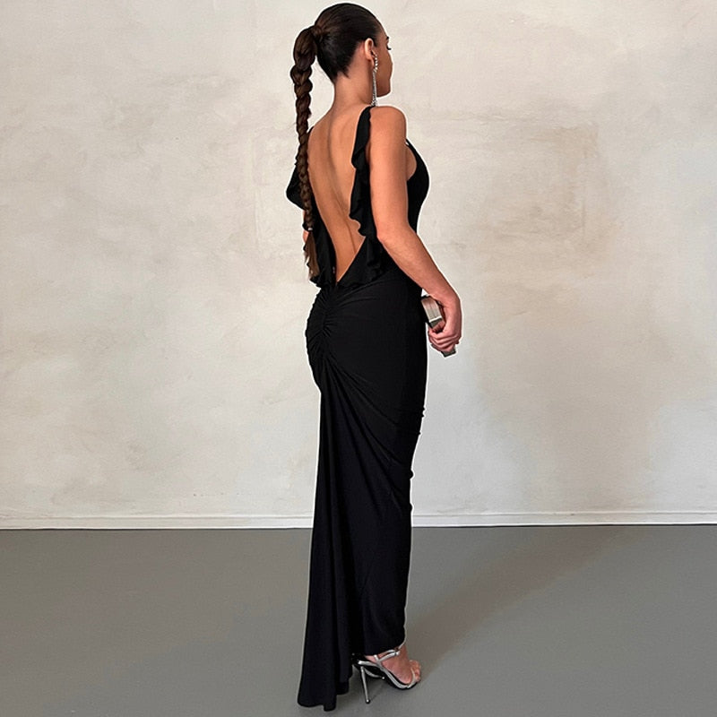 Vestido Longo Dalia Justo com Decote Fino e Caimento Elegante – Modernidade e Estilo