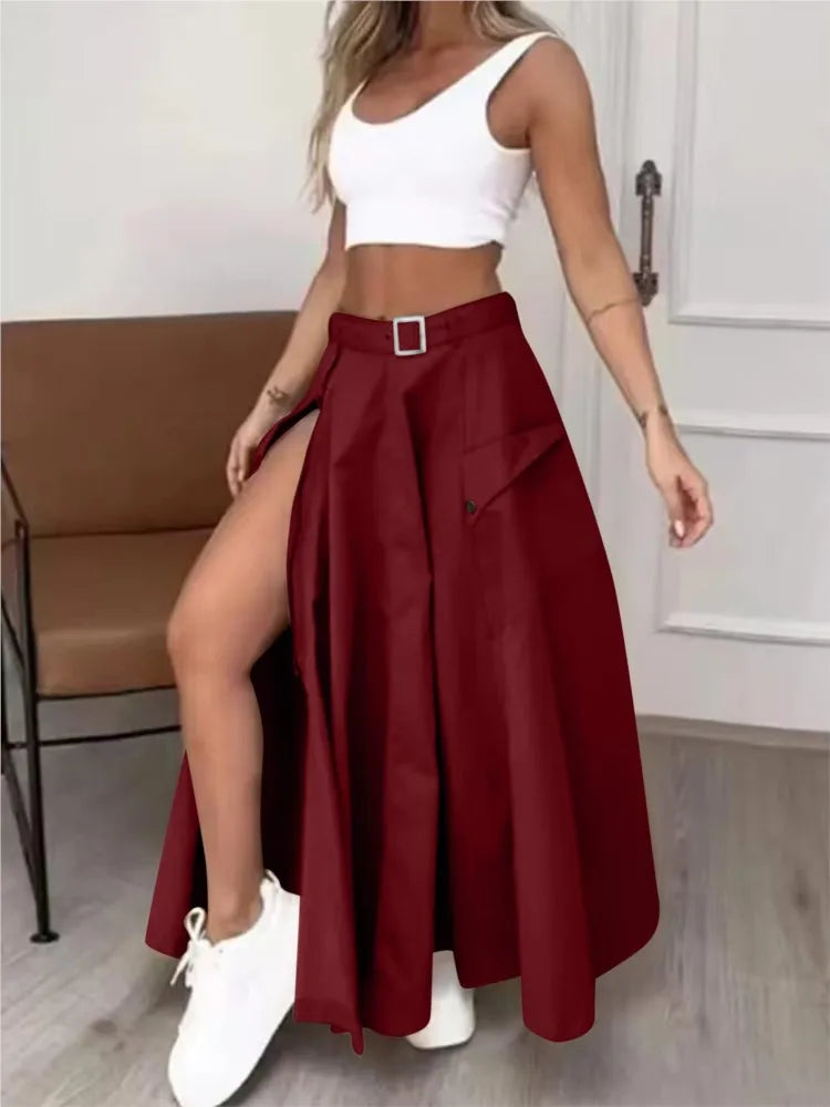 Conjunto de Saia Isabela Feminino com Saia Maxi de Fenda e Top Cropped Estilo e Liberdade