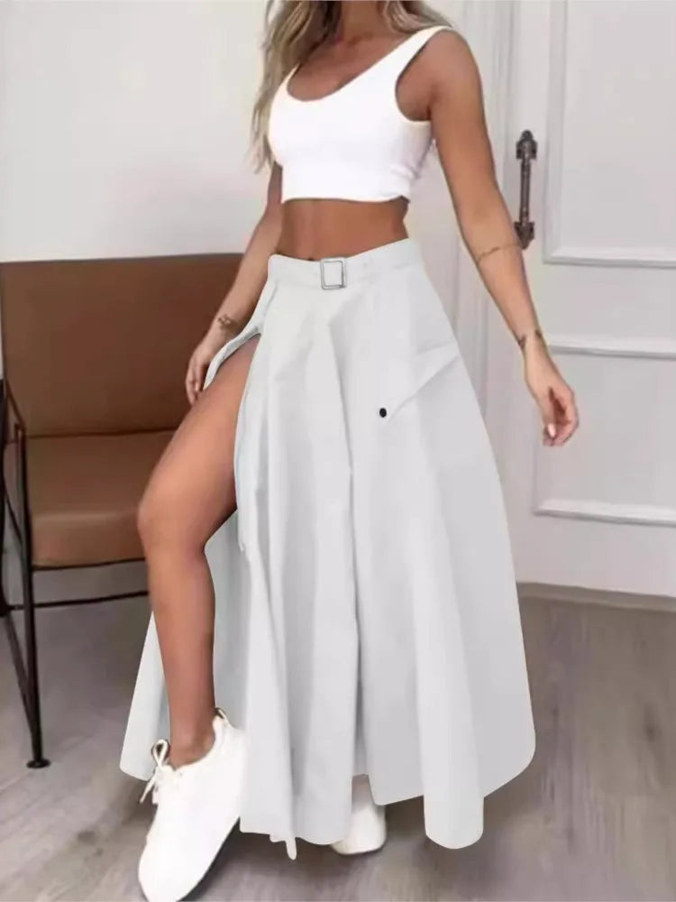 Conjunto de Saia Isabela Feminino com Saia Maxi de Fenda e Top Cropped Estilo e Liberdade