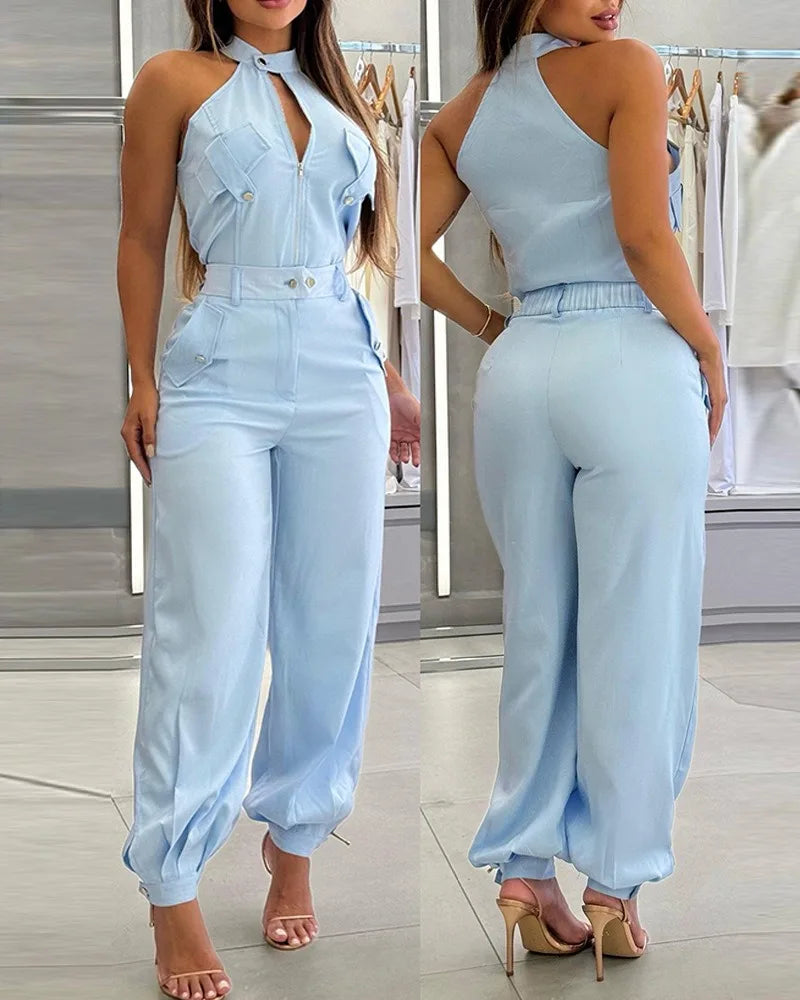 Conjunto de Calça Bianca com Zíper Frontal e Bolsos Casual e Elegante