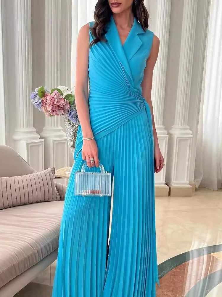 Macacão Eloá Feminino Plissado com Gola Alfaiataria Desejo em Movimento e Elegância que Hipnotiza