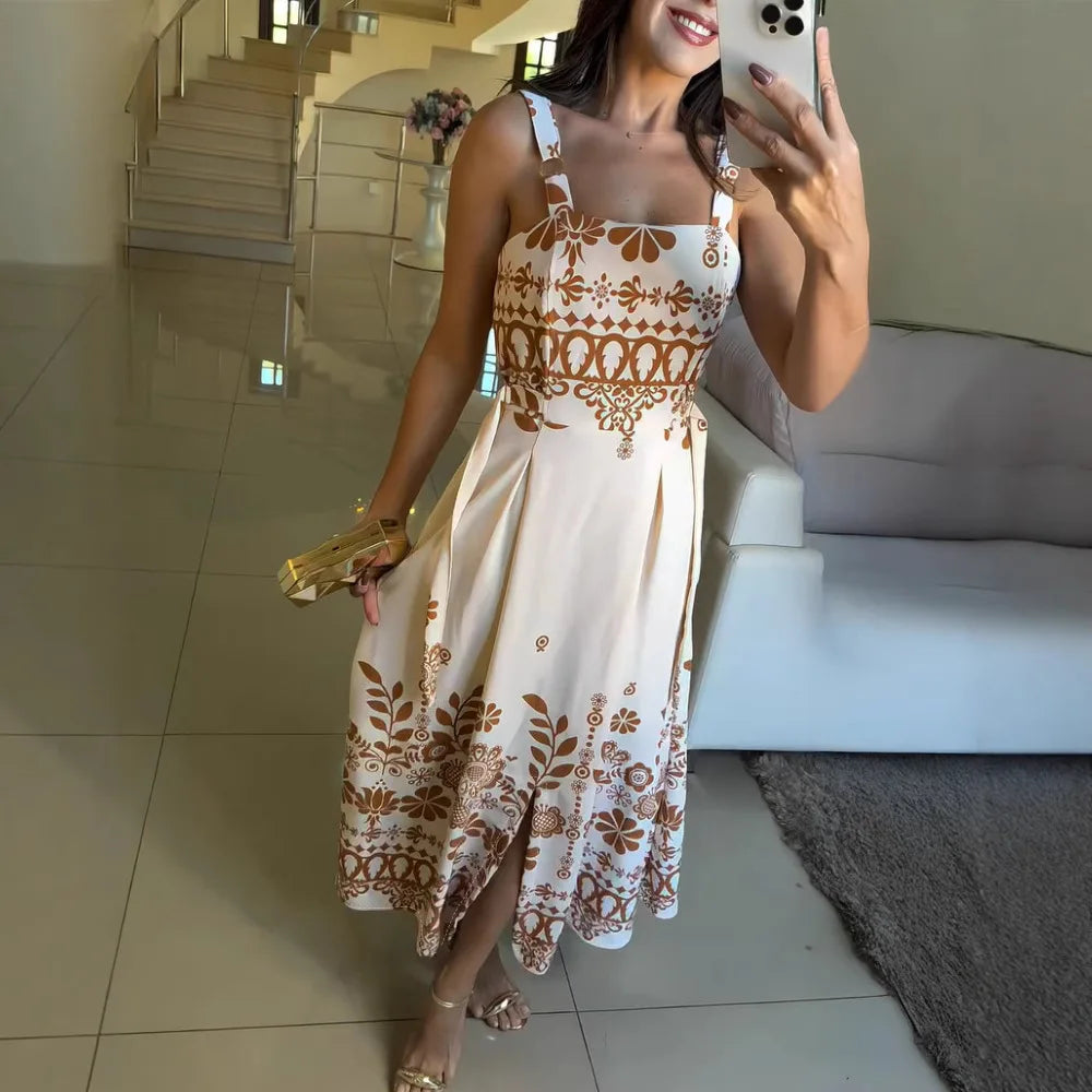 Vestido Longo Aléssia Elegância Natural com Toque Artesanal