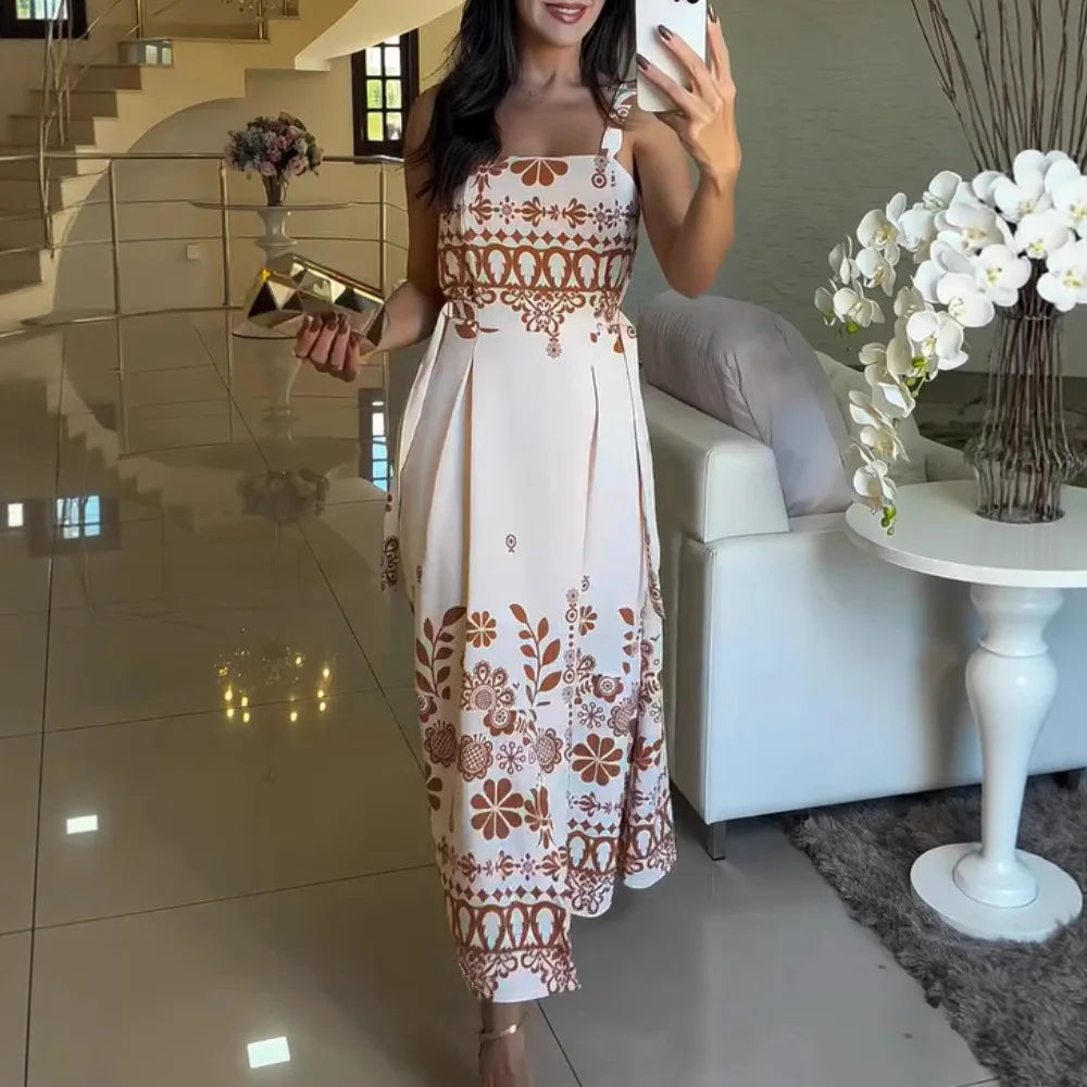 Vestido Longo Aléssia Elegância Natural com Toque Artesanal