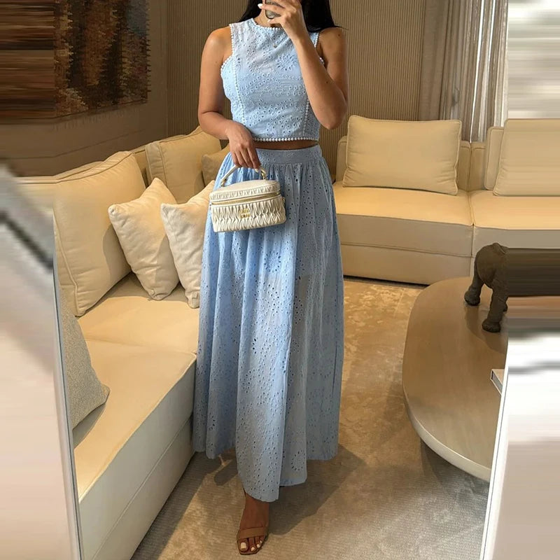 Conjunto de Saia Sophia Feminino em Algodão Bordado Inglês Elegância e Leveza Natural