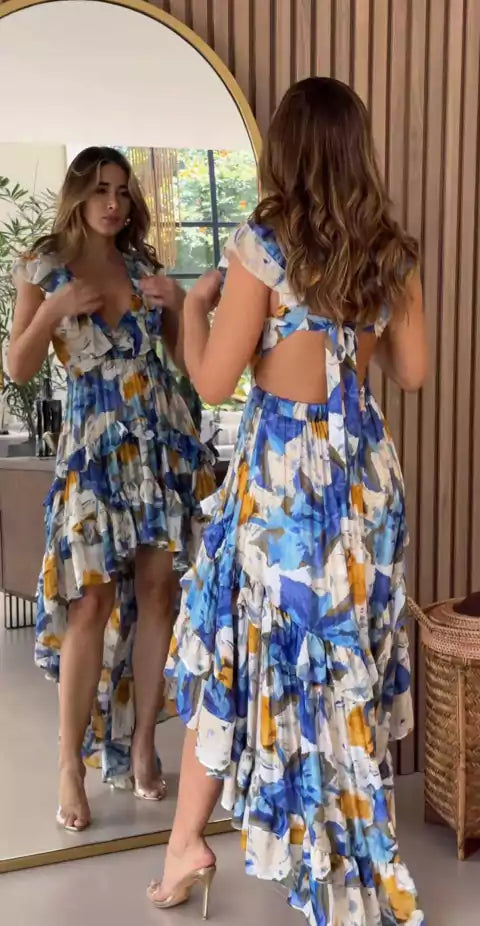 Vestido Midi Virgínia Leveza, Movimento e Encanto Floral