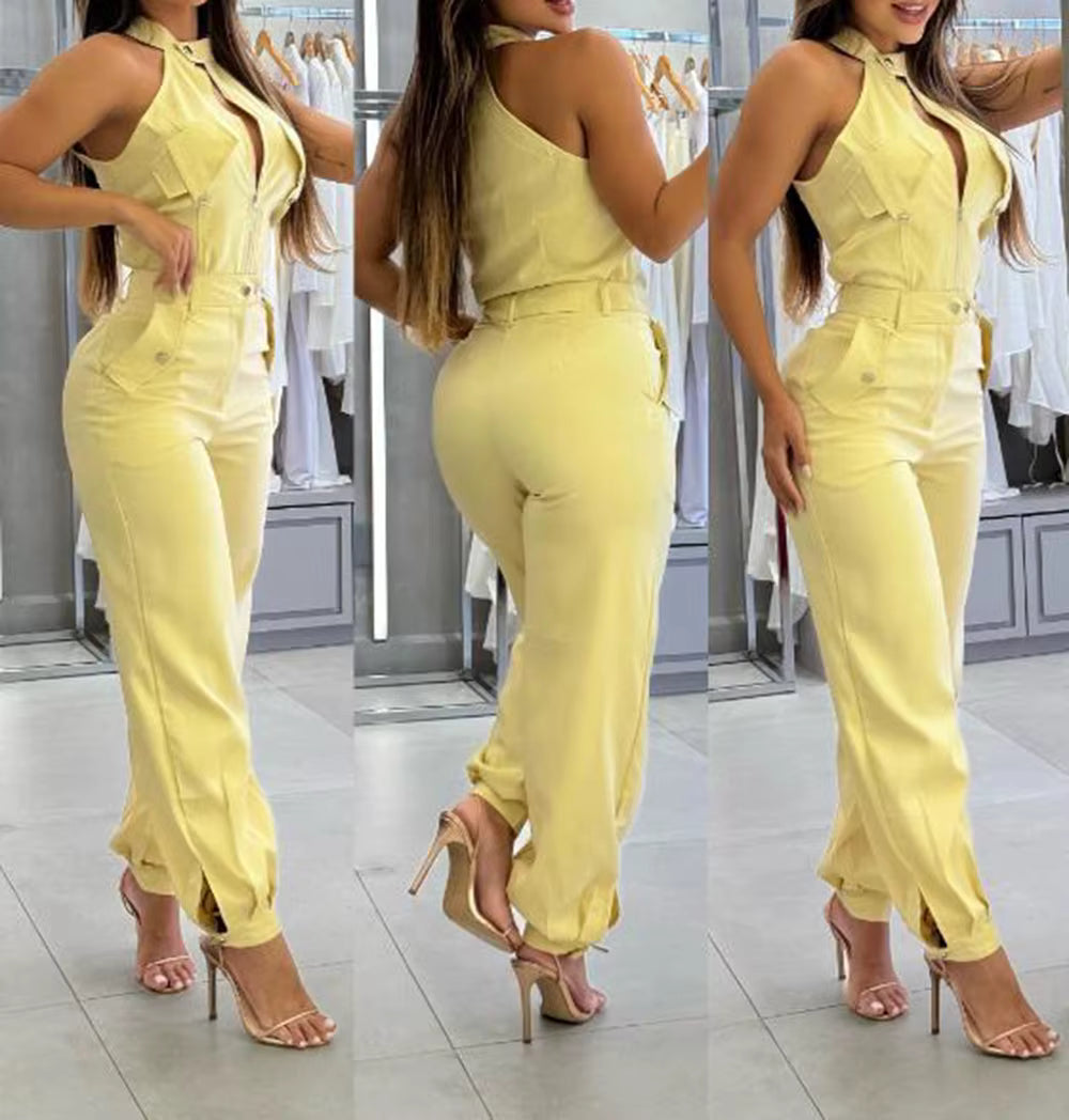 Conjunto de Calça Bianca com Zíper Frontal e Bolsos Casual e Elegante