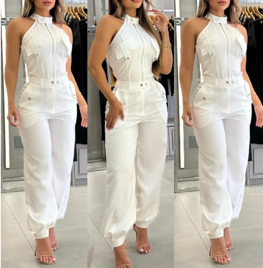 Conjunto de Calça Bianca com Zíper Frontal e Bolsos Casual e Elegante