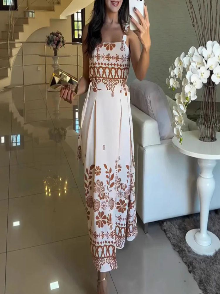 Vestido Longo Aléssia Elegância Natural com Toque Artesanal