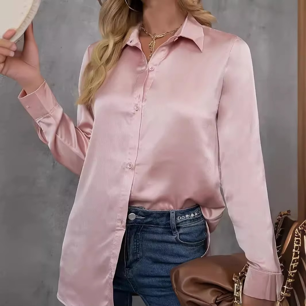 Camisa Callista Cetim - Elegância Fluida e Brilho Sofisticado