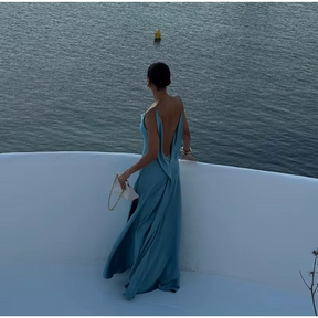 Vestido Longo Mirela Elegância Fluida à Beira do Luxo