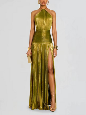 Vestido Longo Verônica  O Poder do Dourado em Movimento