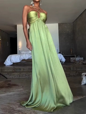 Vestido Longo Luiza  Leveza que Encanta e Brilha ao Sol