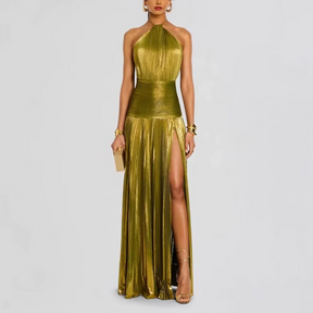 Vestido Longo Verônica  O Poder do Dourado em Movimento