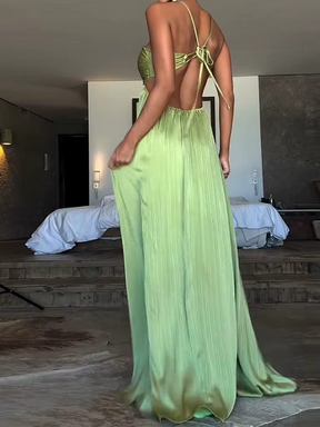 Vestido Longo Luiza  Leveza que Encanta e Brilha ao Sol