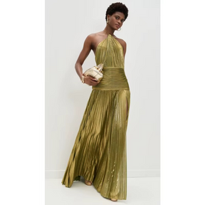 Vestido Longo Verônica  O Poder do Dourado em Movimento