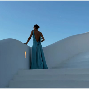 Vestido Longo Mirela Elegância Fluida à Beira do Luxo