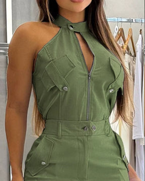 Conjunto de Calça Bianca com Zíper Frontal e Bolsos Casual e Elegante