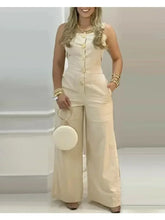 Macacão Lorena Feminino Abotoado com Cintura Alta Elegância Minimalista e Sofisticação Contemporânea