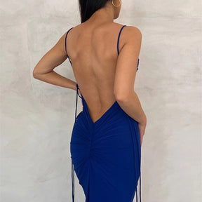 Vestido Longo Giane - Justo com Alças Finas e Amarração Lateral – Elegância Contemporânea para Ocasiões Especiais