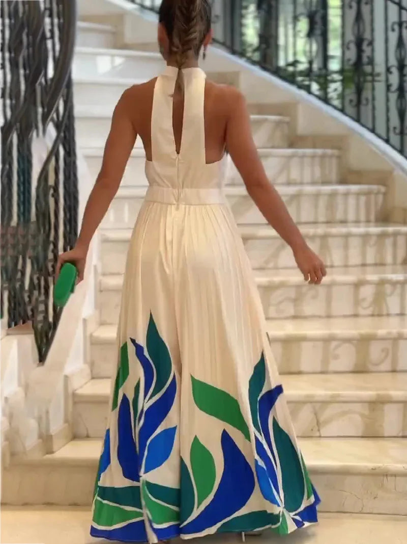 Macacão Stella Feminino Estampado com Gola Refinada  Leveza e Sofisticação Exclusiva