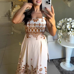 Vestido Longo Aléssia Elegância Natural com Toque Artesanal