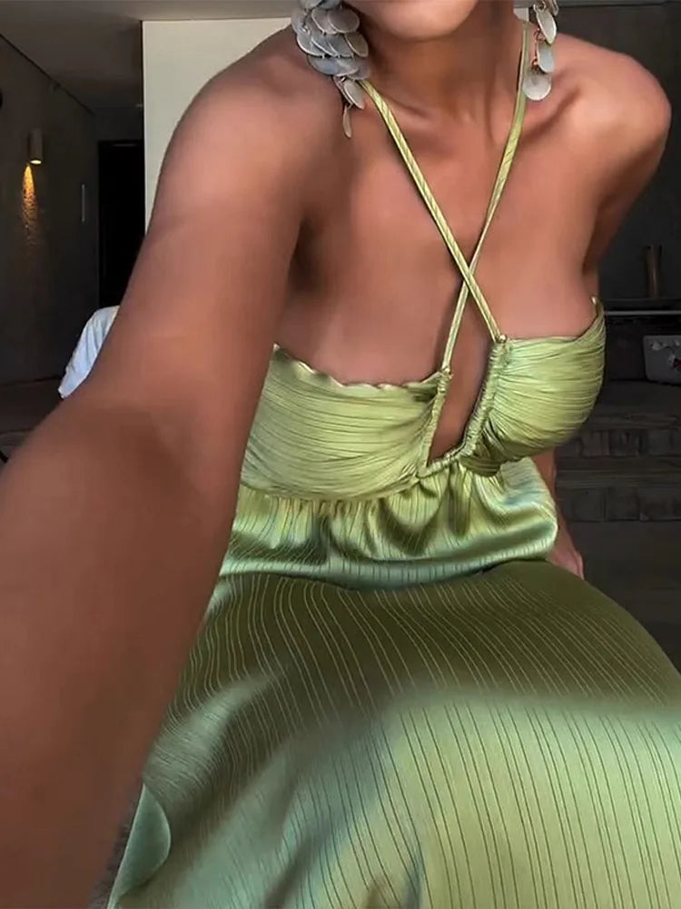 Vestido Longo Luiza  Leveza que Encanta e Brilha ao Sol