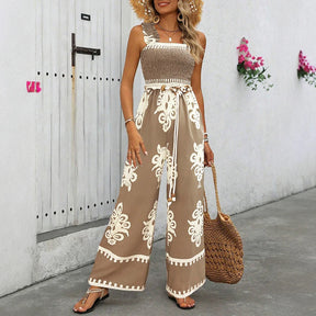 Macacão Sienna Feminino Estampado de Alças Largas  Leveza, Estilo e Charme de Verão