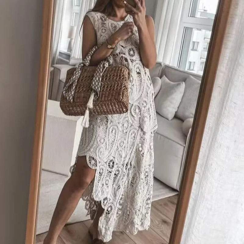 Conjunto de Saia Charlotte Feminino de Crochê Rendado Sofisticação e Charme Atemporal