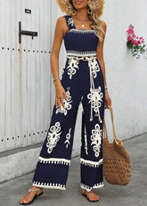 Macacão Sienna Feminino Estampado de Alças Largas  Leveza, Estilo e Charme de Verão