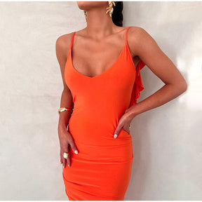 Vestido Longo Dalia Justo com Decote Fino e Caimento Elegante – Modernidade e Estilo