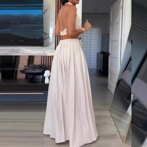 Vestido Longo Fernanda  Elegância com Toque Contemporâneo