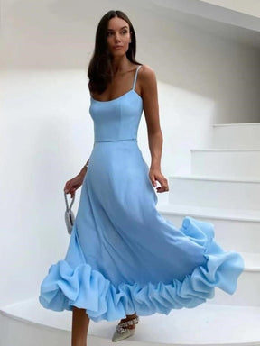 Vestido Longo Isis - Lilás com Babados na Barra – Elegância e Delicadeza em Cada Detalhe