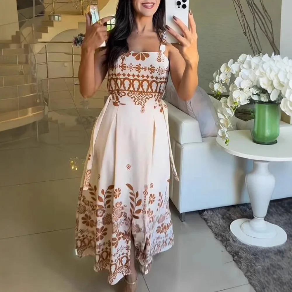 Vestido Longo Aléssia Elegância Natural com Toque Artesanal