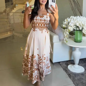 Vestido Longo Aléssia Elegância Natural com Toque Artesanal