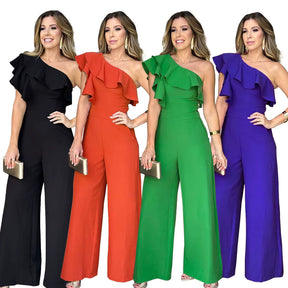 Macacão Aurora Feminino de Um Ombro com Babado  Elegância e Poder em Movimento