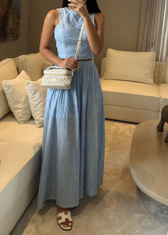 Conjunto de Saia Sophia Feminino em Algodão Bordado Inglês Elegância e Leveza Natural