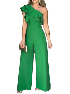 Macacão Aurora Feminino de Um Ombro com Babado  Elegância e Poder em Movimento