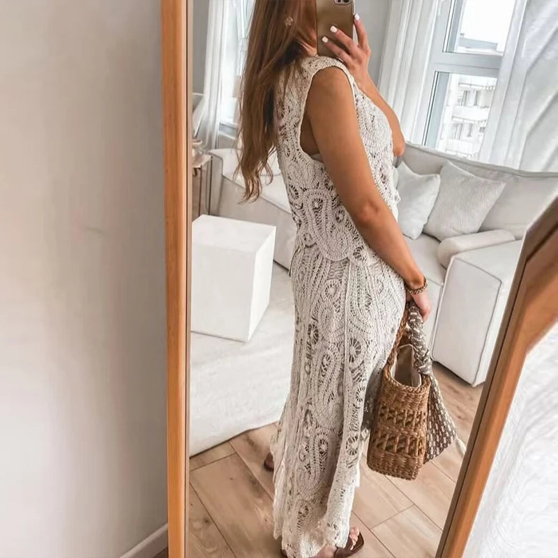 Conjunto de Saia Charlotte Feminino de Crochê Rendado Sofisticação e Charme Atemporal