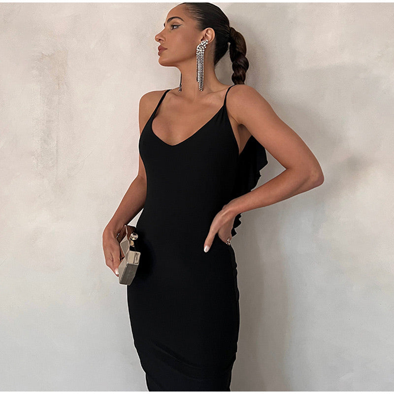 Vestido Longo Dalia Justo com Decote Fino e Caimento Elegante – Modernidade e Estilo