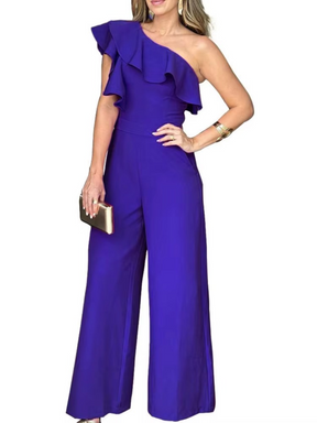 Macacão Aurora Feminino de Um Ombro com Babado  Elegância e Poder em Movimento