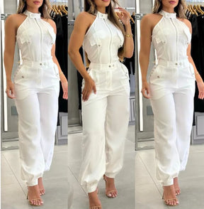 Conjunto de Calça Bianca com Zíper Frontal e Bolsos Casual e Elegante