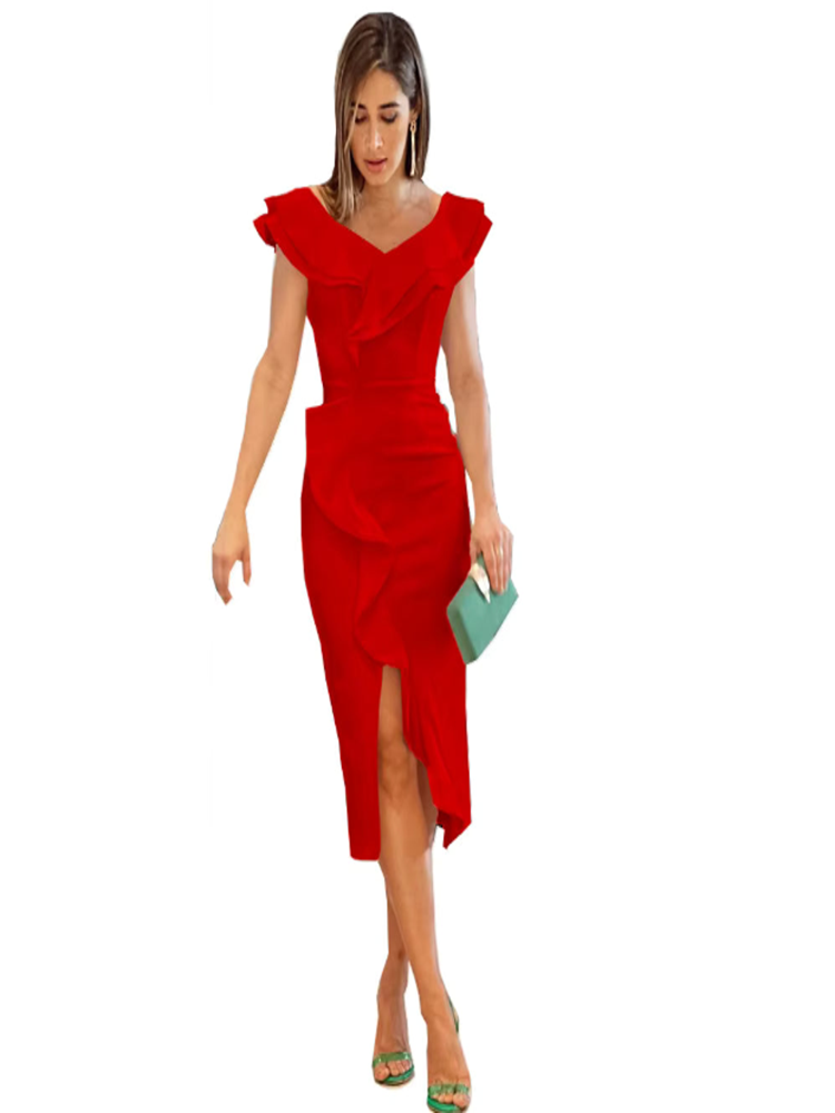 Vestido Midi Dominiqui  Elegância Esculpida com Sofisticação