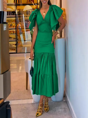 Vestido Midi Marina Elegância Vibrante com Toque de Leveza