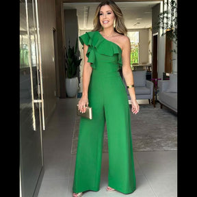 Macacão Aurora Feminino de Um Ombro com Babado  Elegância e Poder em Movimento