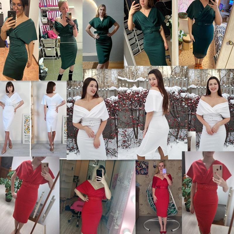 Vestido Midi  Gaia Vermelho Ombro a Ombro com Cinto – Sofisticação e Charme Atemporal